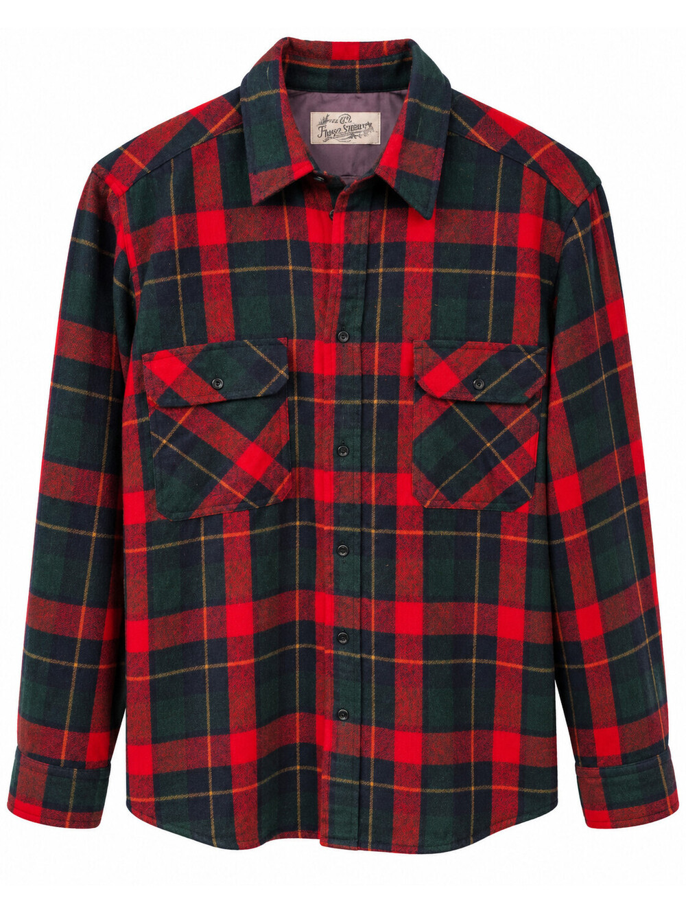 Vintage Sears Roebuck Mens Flannel Shirt Medium Red Green Tartan Plaid Button Up